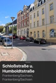 Ganz Mittelsachsen in einer App zu finden - Straßen in Frankenberg: Die Autokennzeichen sind unlesbar.