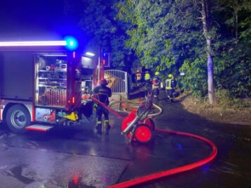 Gartenhaus-Brand in Plauen löst Großeinsatz der Feuerwehr aus - Im Einsatz waren fast 60 Feuerwehrleute.