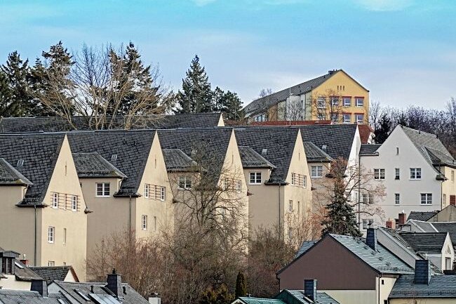 Gartenstadt im Jahre 1933 errichtet - Blick auf die Plauener Gartenstadt.