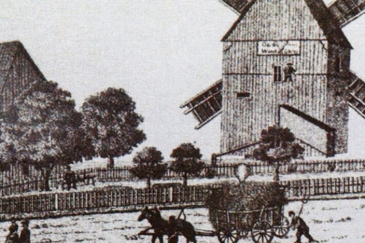 Eine alte Zeichnung der Windmühle. Sie ist eines der Motive des neuen Kalenders für das Jahr 2023. 