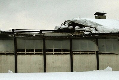 Gefährliche Schneelast auf den Dächern - Das Dach dieses Stalls in Tiefenbrunn gab am Samstag nach. Vier Rinder starben.