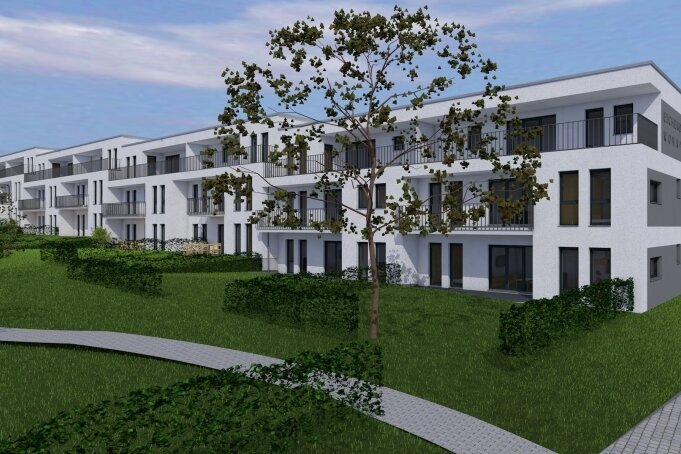 Genossenschaft SWG baut neu und verkauft - Moderner Neubau inmitten einer klassischen Genossenschaftssiedlung in Ebersdorf: So soll die neue Wohnanlage aussehen. 