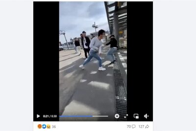 Gewaltvideo aus der Innenstadt von Plauen: Polizei ermittelt Verdächtige - Gewaltsame Auseinandersetzung auf dem oberen Deck des Stadt-Galerie-Parkhauses in Plauen. Die Szene stammt aus einem Videoclip, der im Mai in Facebook-Gruppen geteilt worden war.