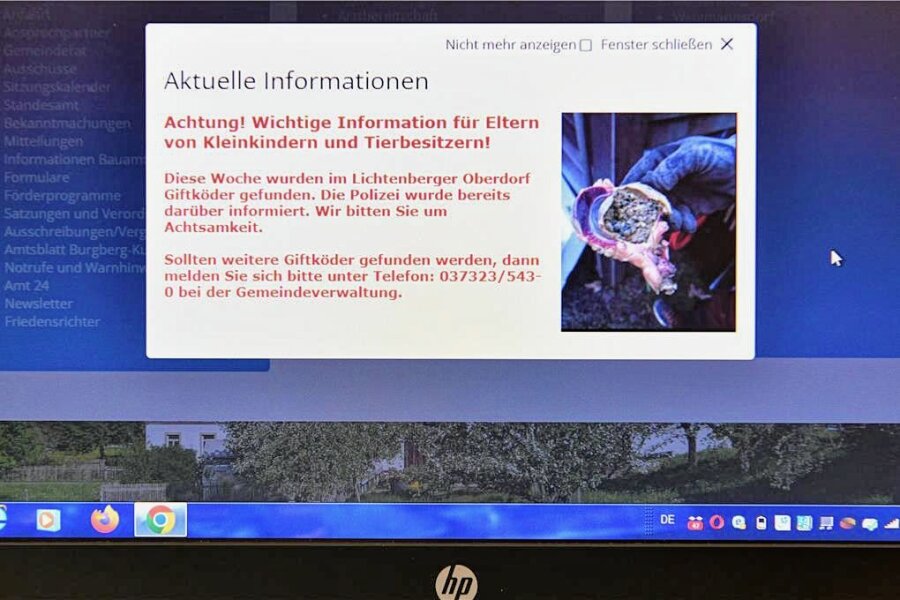 Giftköder in Lichtenberg ausgelegt: Polizei ermittelt - Auf ihrer Internetseite warnt die Gemeinde Lichtenberg vor Giftködern. 