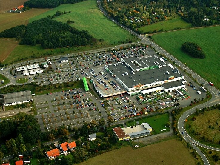 Luftaufnahme des Globus-Einkaufszentrums
