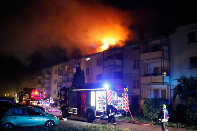 Großbrand in Chemnitzer Wohnhaus - Der Dachstuhl eines Wohnhauses an der Straße Sachsenring hat in der Nacht zu Montag gebrannt.