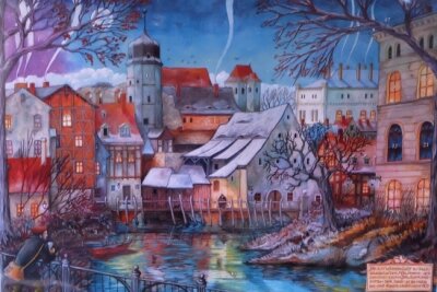 Große Kunst im kleinen Adventskalender - Franz Gabriel Walther gestaltet seine Adventskalender mit Motiven seiner Heimatstadt Halle.