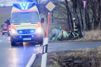 Großwaltersdorf: Skoda landet in Graben - betrunkener Fahrer flüchtet auf Hochstand - 