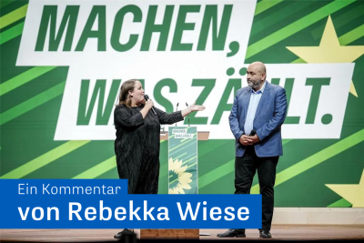 Grünen-Parteitag: Höchste Eskalationsstufe - Die Bundesvorsitzenden der Grünen, Ricarda Lang und Omid Nouripour, beim Parteitag der Grünen in Karlsruhe.