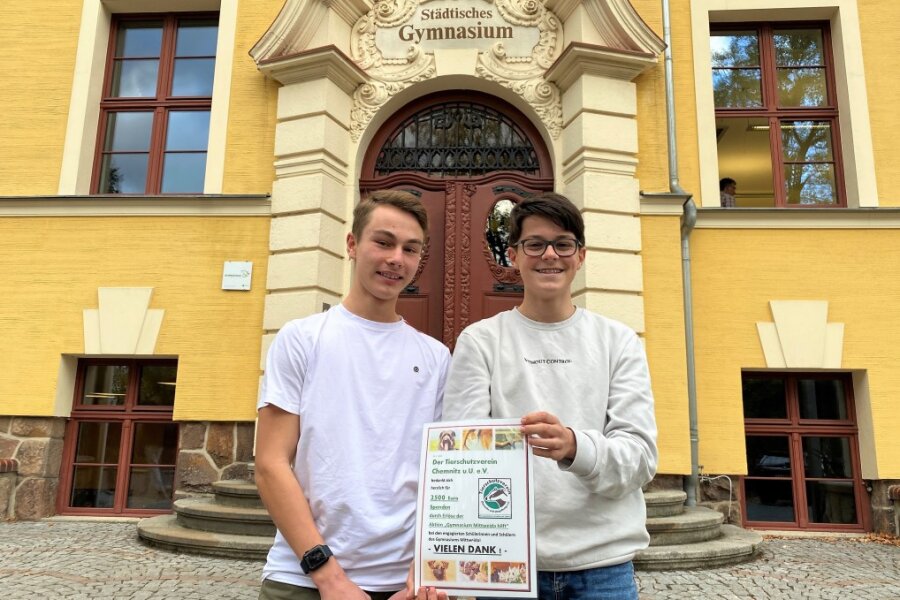 Spendenaktion der Schüler in Mittweida für das Tierheim Chemnitz.