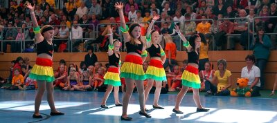 Höfchener Sternchen werden Stars - 
              <p class="artikelinhalt">In Siegerpose: die Tanzmäuse der Höfchener Sternchen beim "Samba de Janeiro". </p>
            