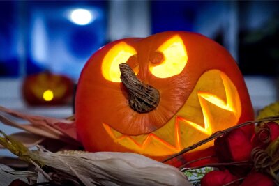 Halloween-Party für Kids im Schloss Schwarzenberg mit Gruselfaktor - Gruslige und witzige Kürbisgesichter gehören zu Halloween.