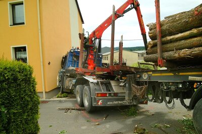 Hammerbrücke: Holztransporter kracht in Wohnhaus - 
