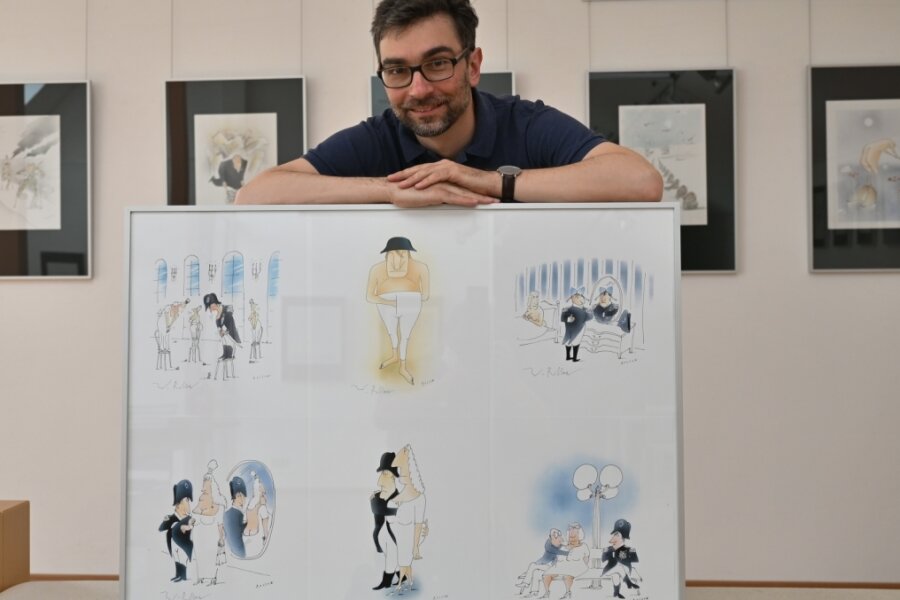 Hartmannhaus präsentiert Karikaturen - Galerieleiter Alexander Stoll verlängert die Ausstellung des bekannten Eulenspiegel-Karikaturisten Werner Rollow .