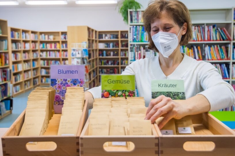 Hobbygärtnerin bietet in ihrer Bibliothek bald auch Saatgut an - Hat bald nicht nur spannende Bücher, sondern auch Saatgut zum Ausleih im Angebot: die Leukersdorfer Bibliotheksleiterin Daniela Geißler.