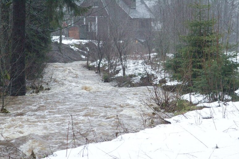 Hochwasserlage in Sachsen entspannt sich - Die Zwickauer Mulde führte am Samstag Hochwasser.
