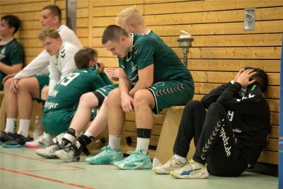 HSG-Handballer schlagen sich auch im Kellerduell selbst - Nächster Rückschlag: Die HSG-Spieler boten nach dem 25:28 gegen den SV Hermsdorf ein Bild der Enttäuschung.