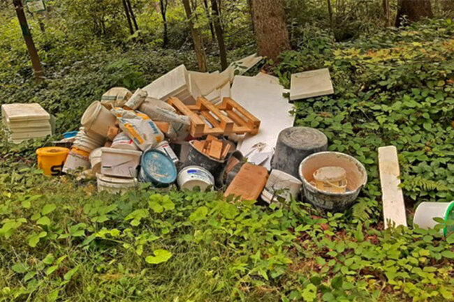 Illegal Müll in Schutzgebiet entsorgt - Polizei sucht Zeugen - Baumüll haben Unbekannte in Schnarrtanne illegal entsorgt.