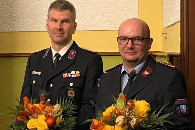 Im Erzgebirge gibt es einen neuen Gemeindewehrleiter - Reiko Hill (links) ist neuer Gemeindewehrleiter von Elterlein und Tobias Brändl sein Stellvertreter.