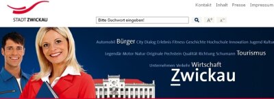 Im Internet ist Zwickaus Rathaus noch unsaniert - Die Kopfgrafik der Webseite mit unsaniertem Rathaus.