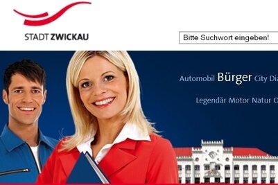 Im Internet ist Zwickaus Rathaus noch unsaniert - Die Kopfgrafik der Webseite mit unsaniertem Rathaus.