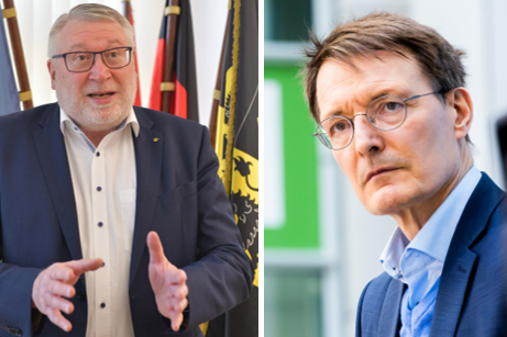 Matthias Damm (CDU) Landrat von Mittelsachsen und Bundesgesundheitsminister Karl Lauterbach (v.l.)