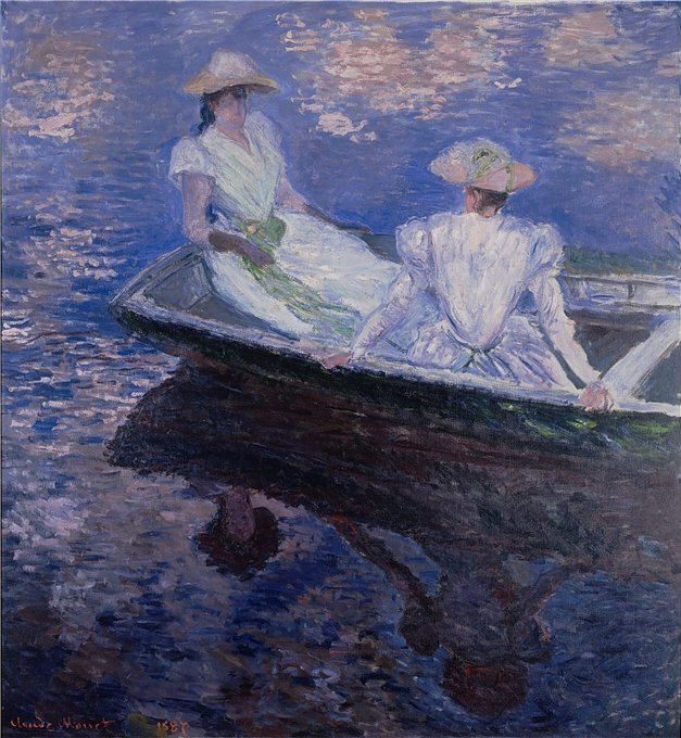 Das Bild "Sur Le Bateau (Jeunes Filles En Barque)" von Claude Monet aus dem Jahr 1887 ist in der Jubiläumsausstellung zu sehen. 