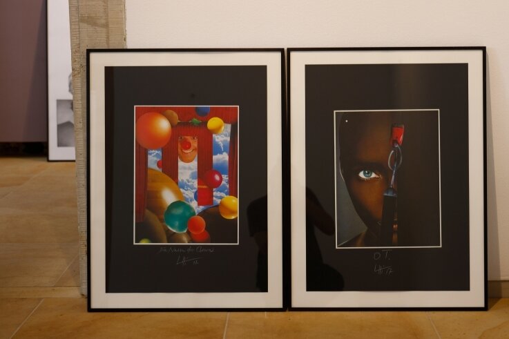 In der Kleinen Galerie werden Träume Wirklichkeit - Farbige Collagen bilden einen Kontrast zu Hirschmanns grafischen Arbeiten.