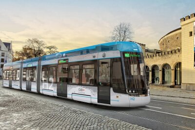 Innovation aus Sachsen: Die erste Wasserstoff-Straßenbahn Europas wird in Chemnitz entwickelt - So soll der Prototyp der Wasserstoff-Straßenbahn aussehen.