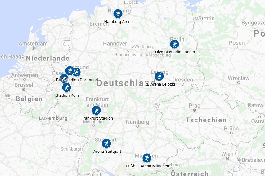 Interaktive Karte: Die deutschen EM-Spielorte 2024 - 