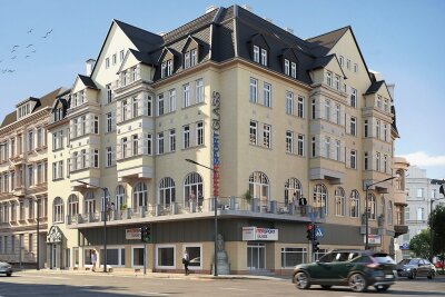 Investor saniert Goethe-Palais in Aue für fast sechs Millionen Euro - So soll das Haus nach seiner Fertigstellung aussehen, aufgenommen wird dabei als Fassadengestaltungselement der ursprünglich vorhandene, umlaufende Balkon.