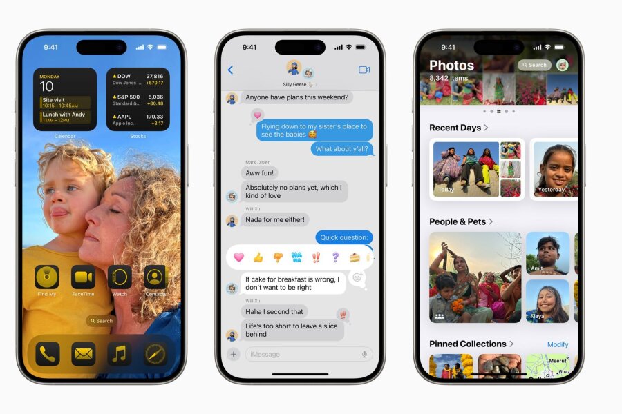 iOS 18: Das sind die spannendsten neuen Funktionen - Von allem etwas mehr in iOS 18: Mehr Farbe und freie Platzwahl auf dem Homescreen, mehr Interaktion in den Nachrichten und mehr Kategorien für die Foto-Mediathek.