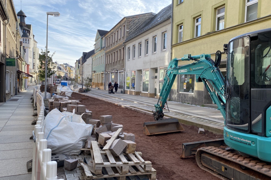 Mängel bei Pflasterarbeiten auf Rochlitzer Straße in Mittweida