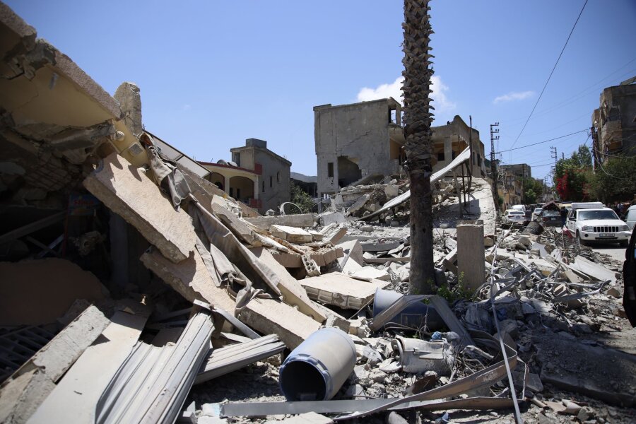 Israels Armee: Luftangriff gegen Hisbollah-Stellung - Gebäude wurden im Süden Libanons durch einen israelischen Luftangriff zerstört.