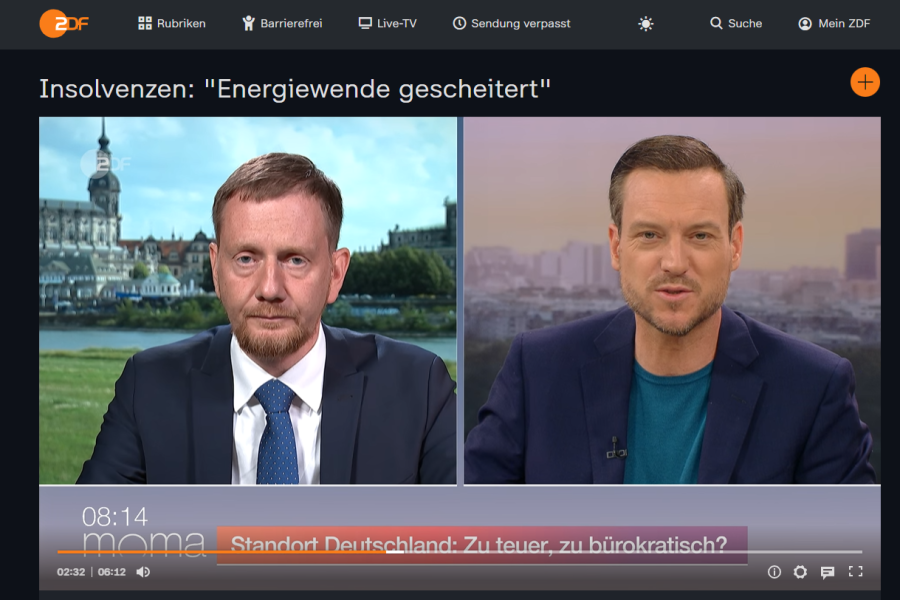 "Jetzt haben wir den Salat": Ministerpräsident Kretschmer bezeichnet Energiewende als gescheitert - Im ZDF-Morgenmagazin sprach Michael Kretschmer mit Moderator Andreas Wunn über einen Weg aus der wirtschaftlichen Krise Deutschlands.