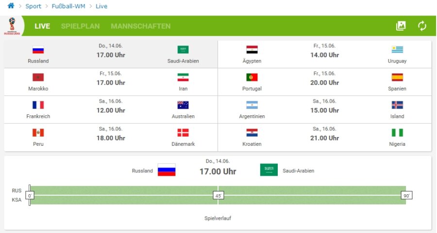Jetzt im Liveticker: Auftaktspiel zur Fußball-WM Russland - Saudi Arabien - 