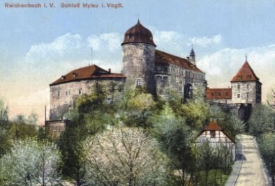 Kaiser verleiht Mylau vor 655 Jahren Stadtrecht - Historische Ansichtskarte der Mylauer Burg.