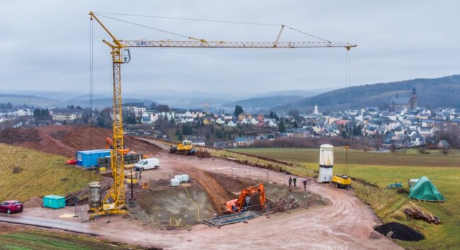 Das Sächsische Oberbergamt startet mit dem Wetterprojekt Schneeberg ein wichtiges Sanierungsvorhaben. Im Bild die Erschließung der Betriebsfläche auf dem Mühlberg. 