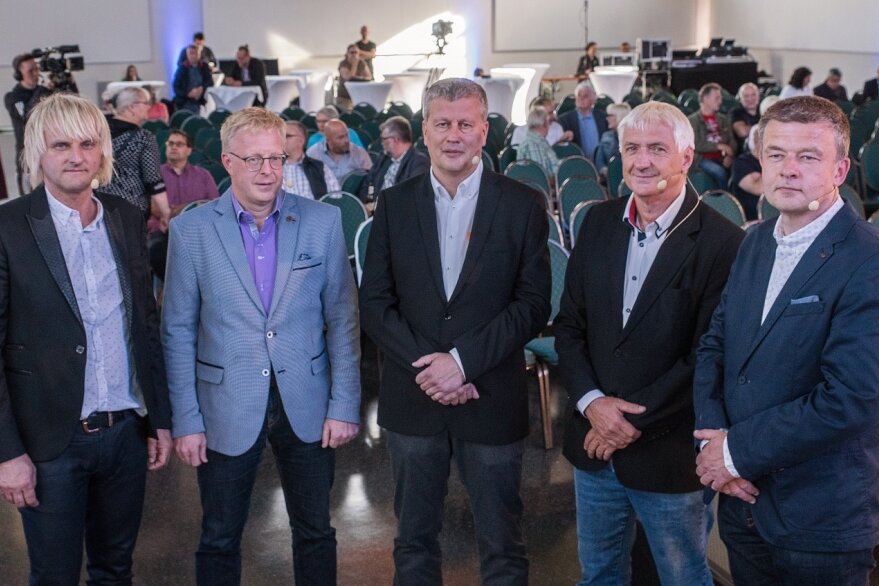Von links: Jörg Klaffenbach (parteilos), Tino Kluge (parteilos), Guido Kolberg (CDU), Michael Rudolph (parteilos) oder Kristian Hahn (parteilos)