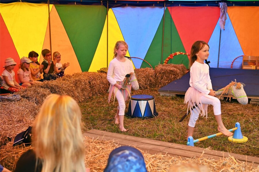 Kleine Stars in der Manege: Zirkusprojekt im Kindergarten Döhlen - Beim Projekt im Kindergarten „Apfelbaum“ zeigten die Kinder Artistik, Zauberei, Clownerie und Tierdressuren.