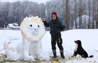 König der Löwen als Schneeskulptur - 