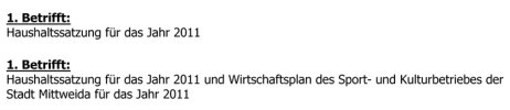 Kreis-Bürokratie treibt seltsame Blüten - Oben: Diese Zeile stand ursprünglich auf der Vorlage. Unten: Und diese Zeile hatte das Landratsamt gefordert, obwohl der Rest gleich war.