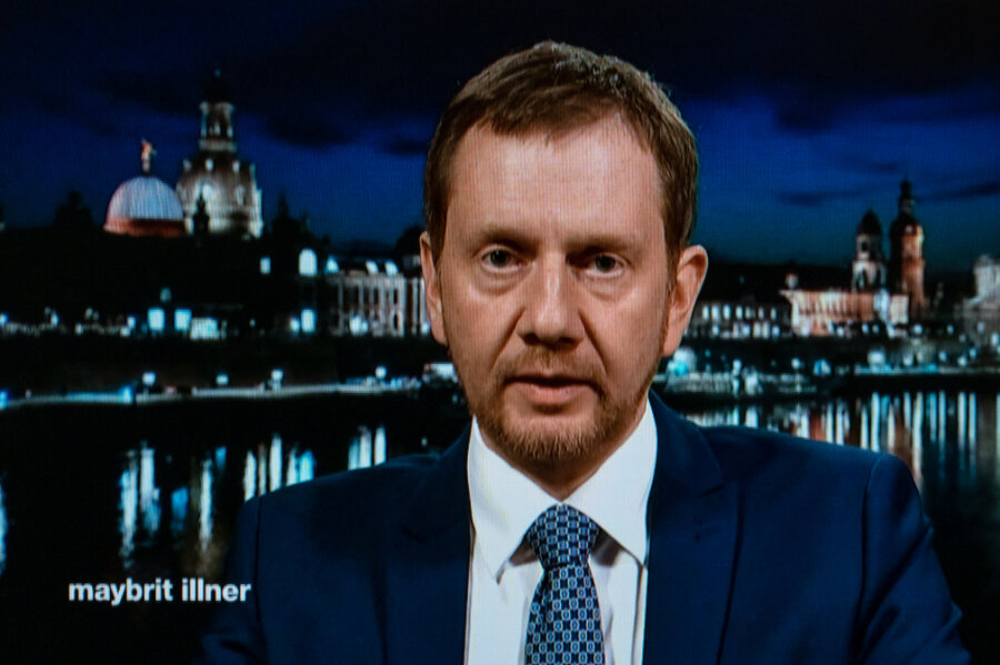 Kretschmer schließt neuerlichen Lockdown nicht aus - Berlin: Michael Kretschmer (CDU), Ministerpräsident von Sachsen, spricht am Donnerstagabend zugeschaltet in der ZDF-Sendung "maybrit illner"