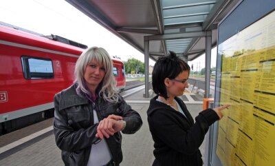 Fahrgäste am Bahnhof in Glauchau