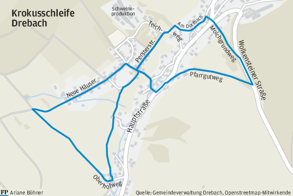 Krokusschleife leitet Besucher durch Drebach - Route der Krokusschleife Drebach