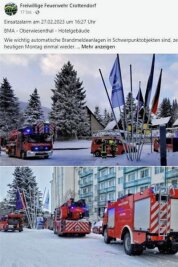 Küchenbrand in Oberwiesenthal: Angestellte eines Hotels verhindern Schlimmeres - Via Facebook berichteten die Feuerwehrleute von ihren Einsätzen in den vergangenen Tagen.
