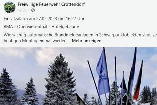 Küchenbrand in Oberwiesenthal: Angestellte eines Hotels verhindern Schlimmeres - Via Facebook berichteten die Feuerwehrleute von ihren Einsätzen in den vergangenen Tagen.
