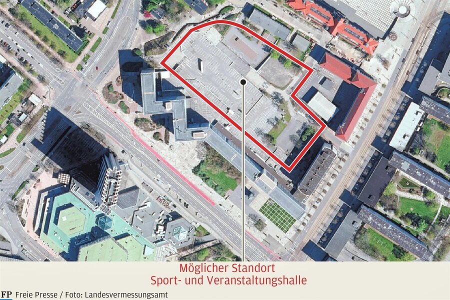 Kultur- und Sportcampus in Chemnitz: Rathaus bestätigt Pläne - Gebaut werden könnte die Halle direkt hinter der Parteisäge.