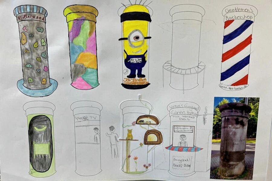 Kunstprojekt in der Oberschule: Ideen rund um Litfaßsäulen - Getarnt als Minion, mit Sitzbank und Dach oder einfach farbig gestaltet: Die Schüler waren kreativ.