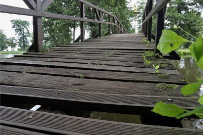 Lärchenholz für Brücke im Glauchauer Gründelpark - An der Brücke im Gründelpark in Glauchau nagt der Zahn der Zeit. Am Montag beginnt die Sanierung, die 39.000 Euro kosten wird. 